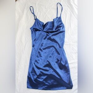 NWT Zaful Shimmering Blue Satin Mini Dress